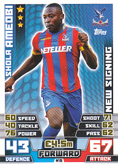 Shola Ameobi Crystal Palace 2014/15 Topps Match Attax New Signing #N15